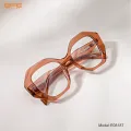 Mikoto - Geometric Transparent Brown Glasses for Women